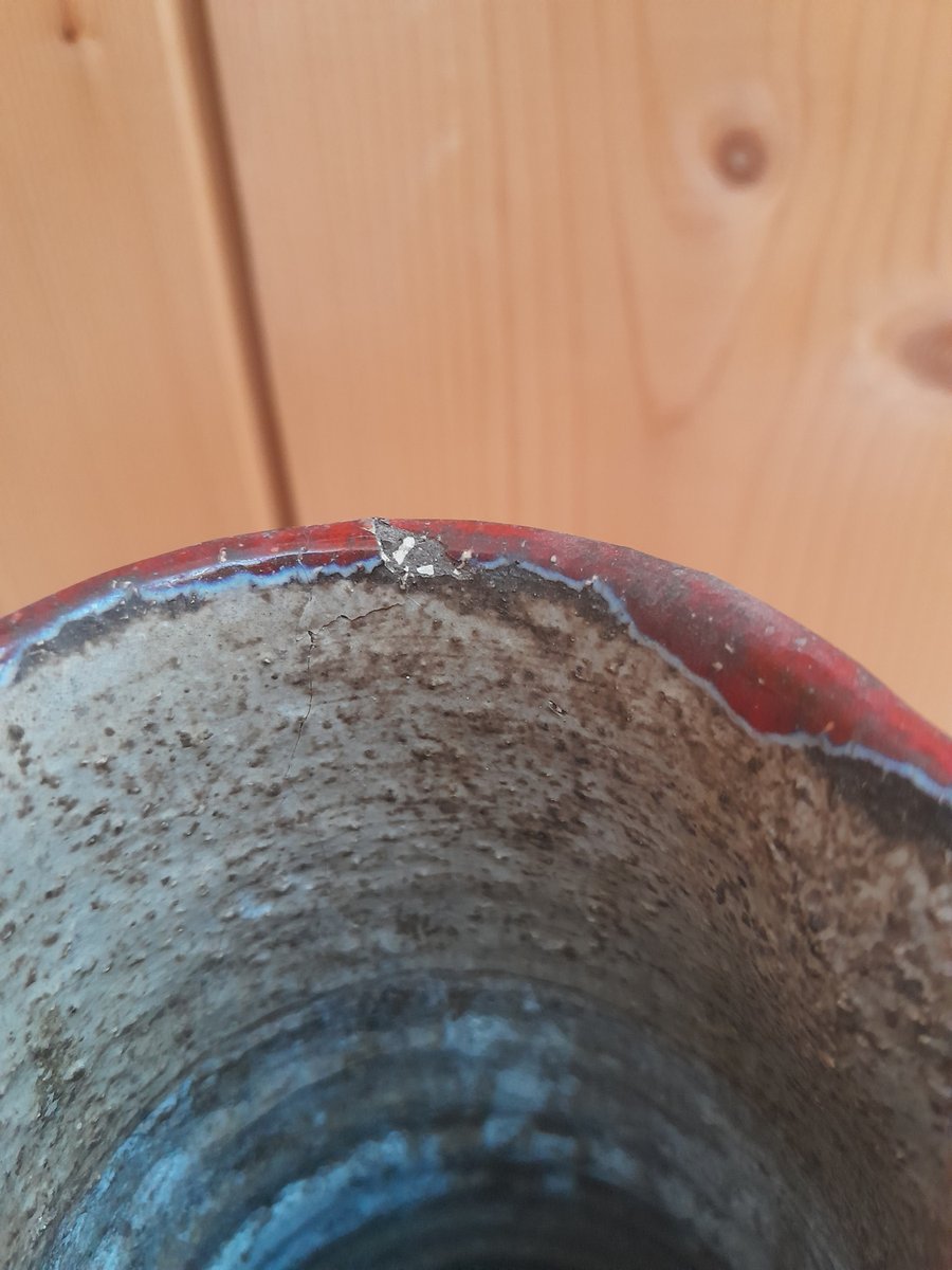 Brutalist Red Vase in Chamotte Clay by Karl Heinz Löffler, 1960s