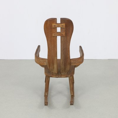 Brutalist Rocking Chair in Oak attributed to De Puydt, 1970s-RZV-1725147