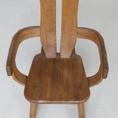 Brutalist Rocking Chair in Oak attributed to De Puydt, 1970s-RZV-1725147