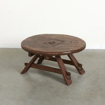 Brutalist Round Coffee Table, 1970s-NDL-2031313