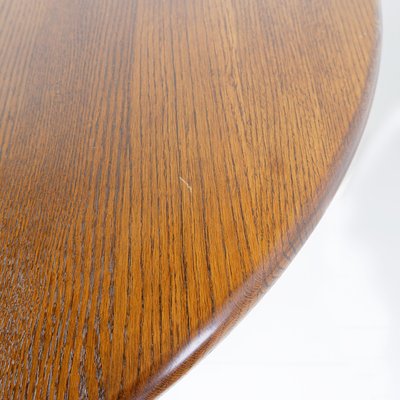 Brutalist Round Extendable Oak Dining Table, 1950s-NYF-2024158