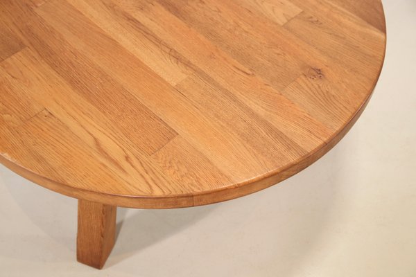 Brutalist Round Solid Oak Coffee Table from Meubelfabriek Oisterwijk, 1970s-BQ-1718721