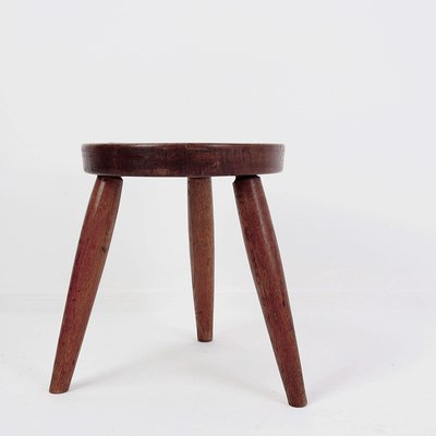 Brutalist Rustic Oak Tripod Stool-NYF-2019077