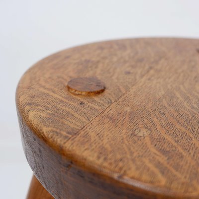 Brutalist Rustic Oak Tripod Stool-NYF-2019077