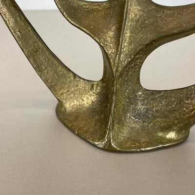 Brutalist Sculptural Brass Candleholder, Germany, 1970s-QZ-1448595