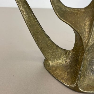 Brutalist Sculptural Brass Candleholder, Germany, 1970s-QZ-1448595