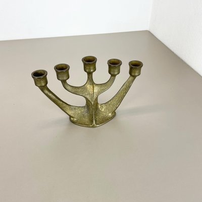 Brutalist Sculptural Brass Candleholder, Germany, 1970s-QZ-1448595