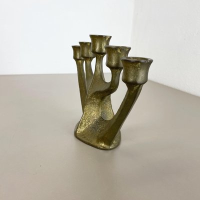 Brutalist Sculptural Brass Candleholder, Germany, 1970s-QZ-1448595