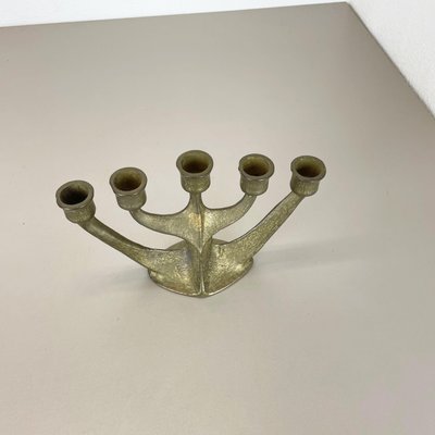 Brutalist Sculptural Brass Candleholder, Germany, 1970s-QZ-1448595