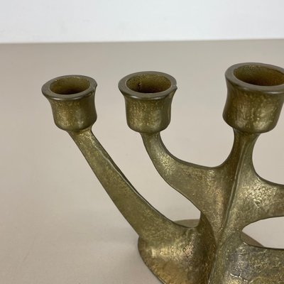 Brutalist Sculptural Brass Candleholder, Germany, 1970s-QZ-1448595