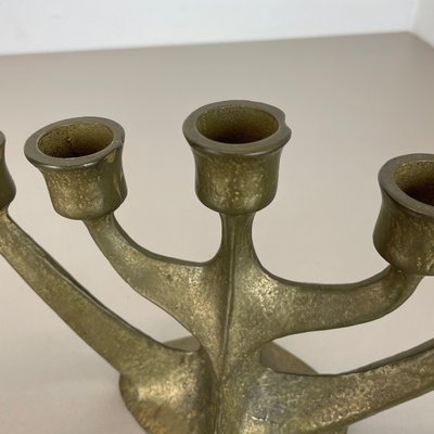 Brutalist Sculptural Brass Candleholder, Germany, 1970s-QZ-1448595