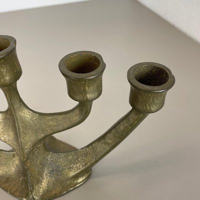 Brutalist Sculptural Brass Candleholder, Germany, 1970s-QZ-1448595