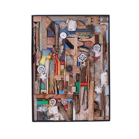 Brutalist Sculptural Composition, 1970s, Mixed Media, Framed