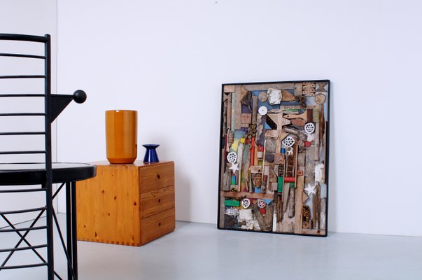 Brutalist Sculptural Composition, 1970s, Mixed Media, Framed-XT-1407516