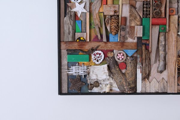 Brutalist Sculptural Composition, 1970s, Mixed Media, Framed-XT-1407516