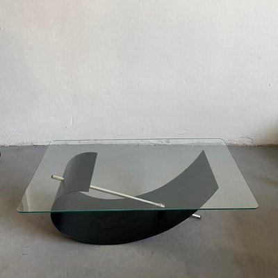 Brutalist Sculptural Steel and Glass Coffee Table, 1990s-EHE-1431525