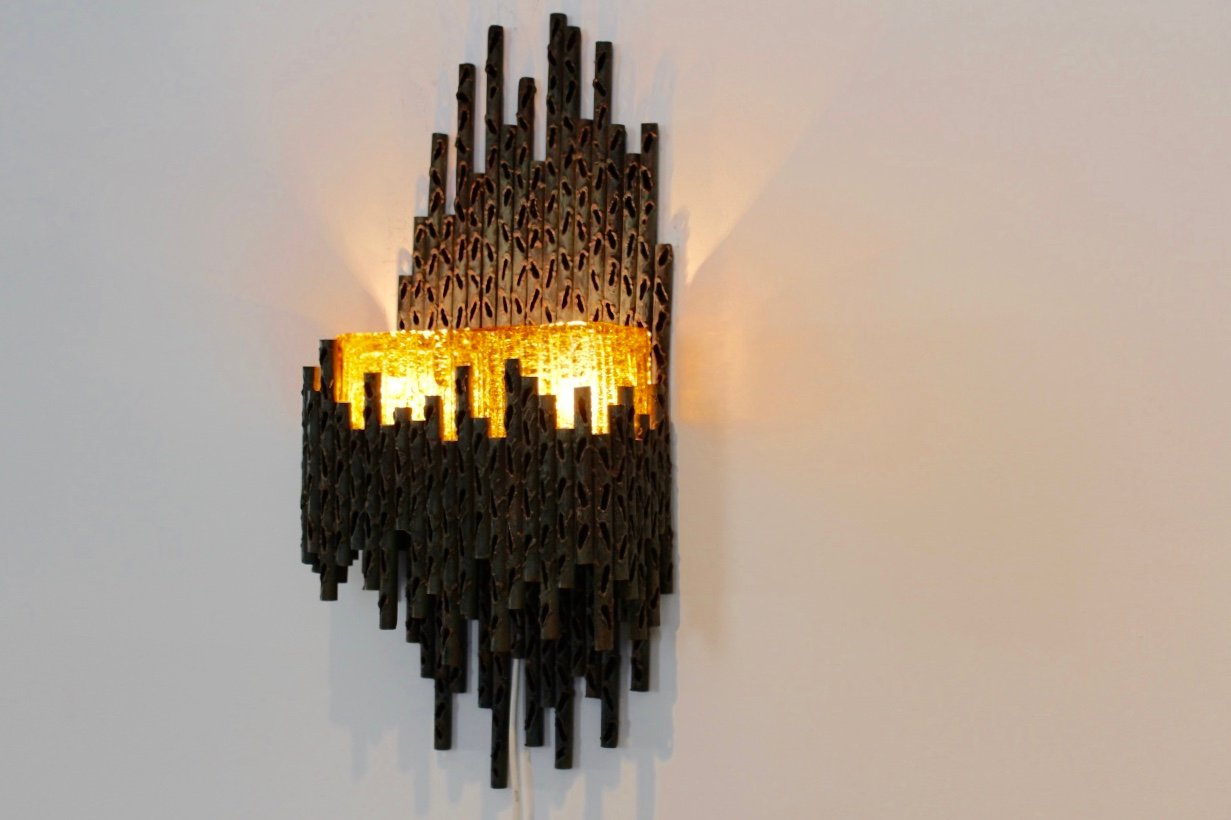 Brutalist Sculptural Wall Lamp by Marcello Fantoni