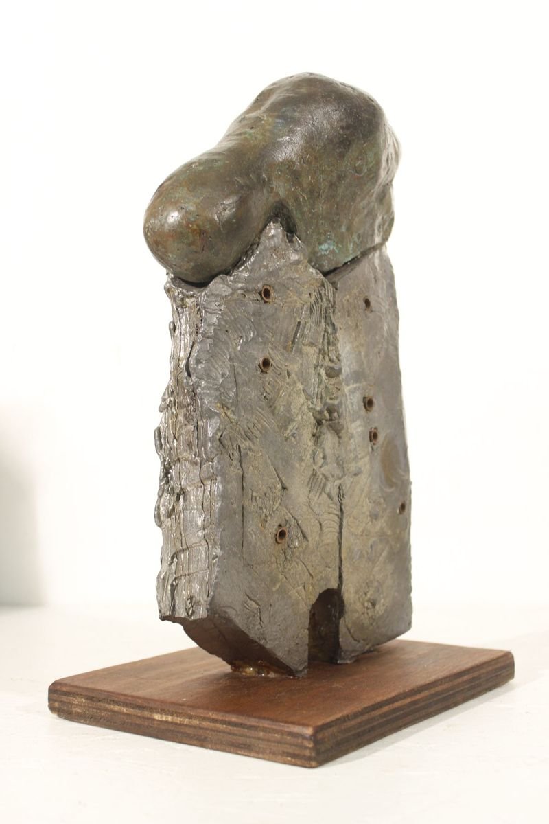 Brutalist Sculpture in Bronze & Lead, Change the Way of Thinking, Kenji Horiuchi, Japan, 1984