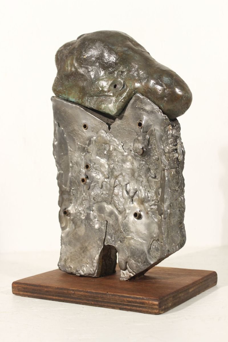 Brutalist Sculpture in Bronze & Lead, Change the Way of Thinking, Kenji Horiuchi, Japan, 1984