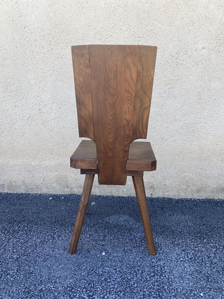 Brutalist Solid Oak Chalet Chairs, 1960s, Set of 2