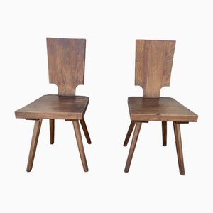 Brutalist Solid Oak Chalet Chairs, 1960s, Set of 2-SSK-1800397