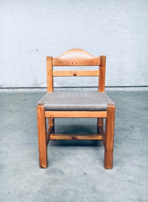 Brutalist Square Model Pine Dining Chairs, 1970s, Set of 6-RQV-1148333