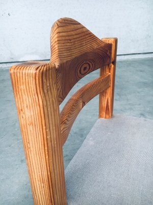 Brutalist Square Model Pine Dining Chairs, 1970s, Set of 6-RQV-1148333