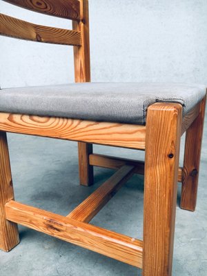 Brutalist Square Model Pine Dining Chairs, 1970s, Set of 6-RQV-1148333