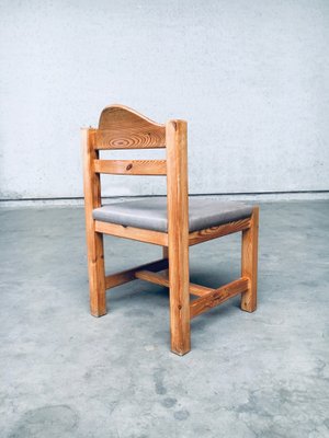 Brutalist Square Model Pine Dining Chairs, 1970s, Set of 6-RQV-1148333