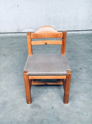 Brutalist Square Model Pine Dining Chairs, 1970s, Set of 6-RQV-1148333