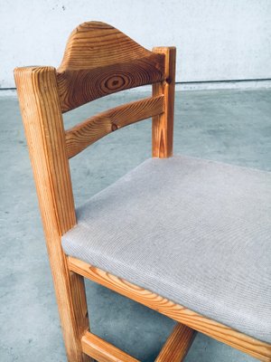 Brutalist Square Model Pine Dining Chairs, 1970s, Set of 6-RQV-1148333