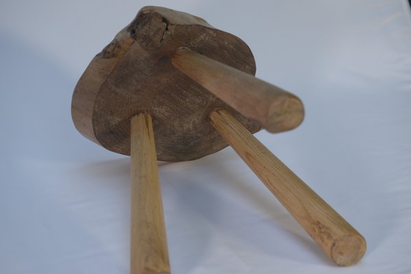 Brutalist Stool in Elm, 1960-NEN-2021755