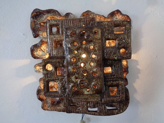 Brutalist Studio Wall Lamp in Ceramic, 1970s-RDW-1251786