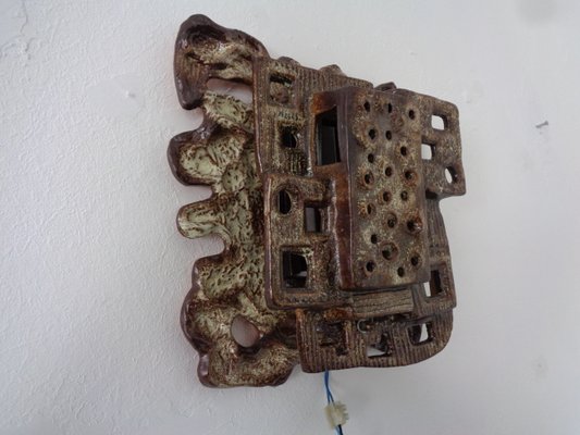 Brutalist Studio Wall Lamp in Ceramic, 1970s-RDW-1251786