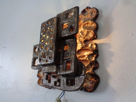 Brutalist Studio Wall Lamp in Ceramic, 1970s-RDW-1251786