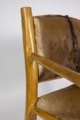 Brutalist Style Armchair in Elm and Goatskin, 1970s-CEJ-1736499