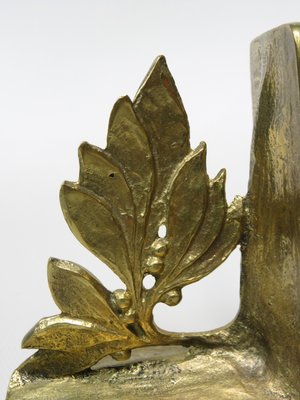 Brutalist Style Bronze Bookends with Floral Elements, 1970s, Set of 2-EY-935785