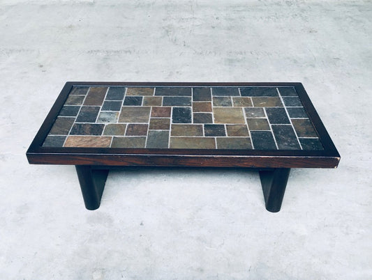 Brutalist Style Slate Tile Inlay Coffee Table, Belgium, 1970s