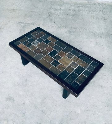 Brutalist Style Slate Tile Inlay Coffee Table, Belgium, 1970s-RQV-1188997