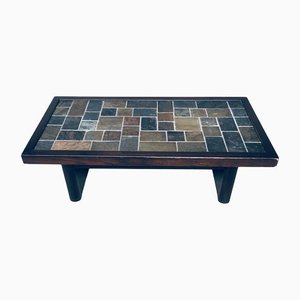 Brutalist Style Slate Tile Inlay Coffee Table, Belgium, 1970s-RQV-1188997