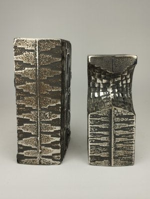 Brutalist Style Vase and Candleholder by Olav Joa for Polaris, Norway, 1970s, Set of 2-SFQ-1803185