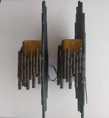 Brutalist Style Wall Sconces by Marcello Fantoni, Set of 2-OEC-1309220