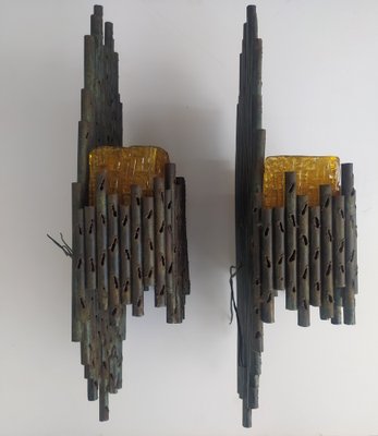 Brutalist Style Wall Sconces by Marcello Fantoni, Set of 2-OEC-1309220