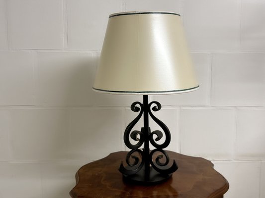 Brutalist Table Lamp with Wrought Iron Base-SZM-1768952