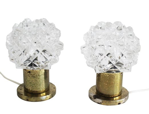 Brutalist Table Lamps Nicknamed the Crystals by Kamenicky Senov Manufacturer for Kamenický Šenov, 1970s, Set of 2-BAR-2032306