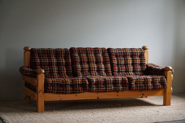 Brutalist Three-Seater Sofa in Pine, 1960s-MXF-1807548