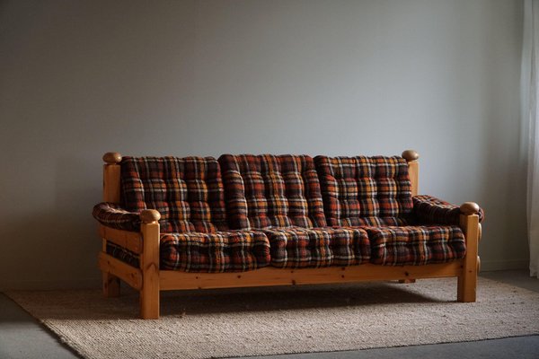 Brutalist Three-Seater Sofa in Pine, 1960s-MXF-1807548