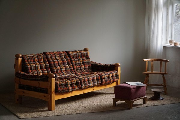 Brutalist Three-Seater Sofa in Pine, 1960s-MXF-1807548