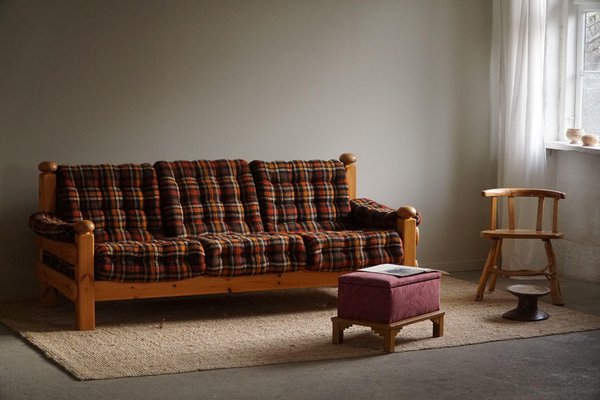 Brutalist Three-Seater Sofa in Pine, 1960s-MXF-1807548