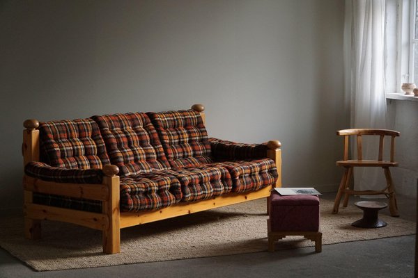 Brutalist Three-Seater Sofa in Pine, 1960s-MXF-1807548